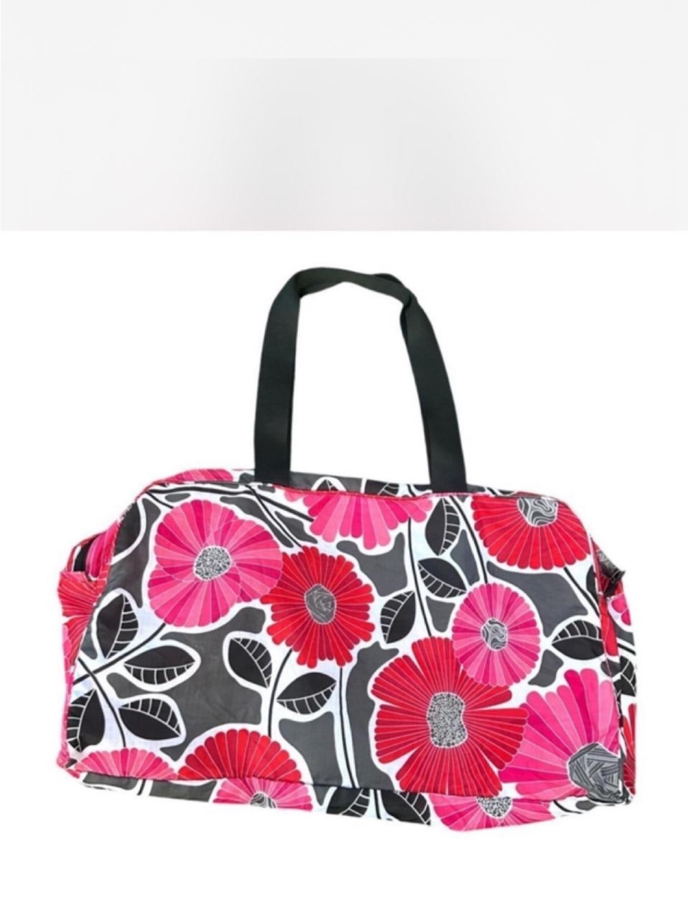 Vera Bradley Pink Floral Travel Tote with Black Handles